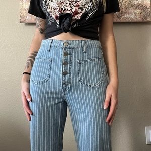 Reformation flare and stripe jeans